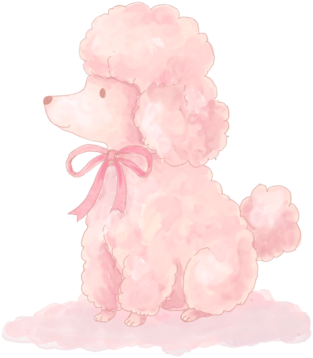 ピンクの水彩プードルちゃん
